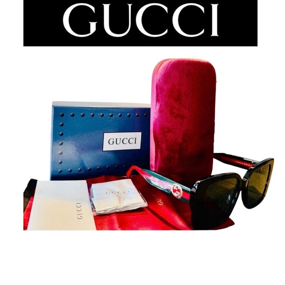 GUCCI Black and Red Sunglasses w/Case & Cards - GG1861S, Authentic, NWOT